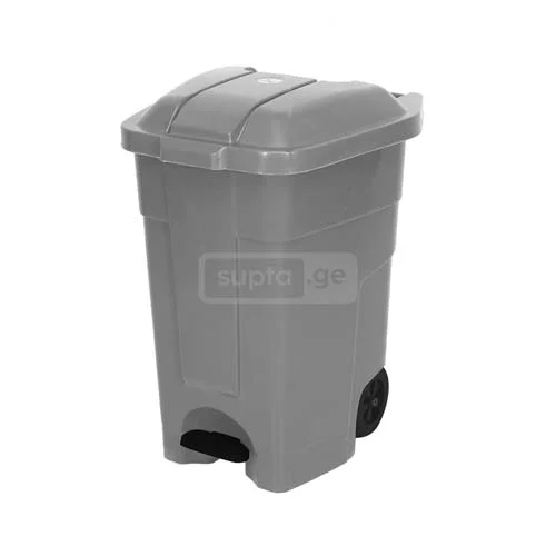 Plastic trash can with footrest 80L